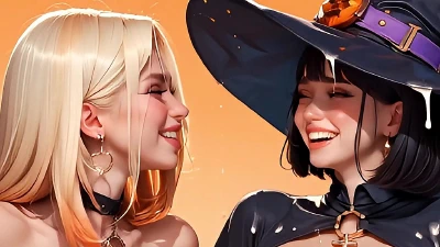 Cover for 'At HALLOWEEN Theses Little Horny AI Witches Are Real Horny Bitches. Watch Close As They Do Their Magic With Their Massive Cum And Milk Dripping Tits In Our Halloween Special Edition!'